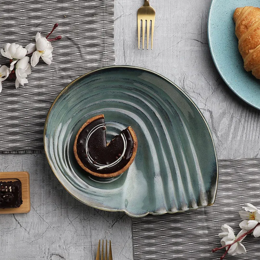 Sap Green Shell Patterned Snacks Platter