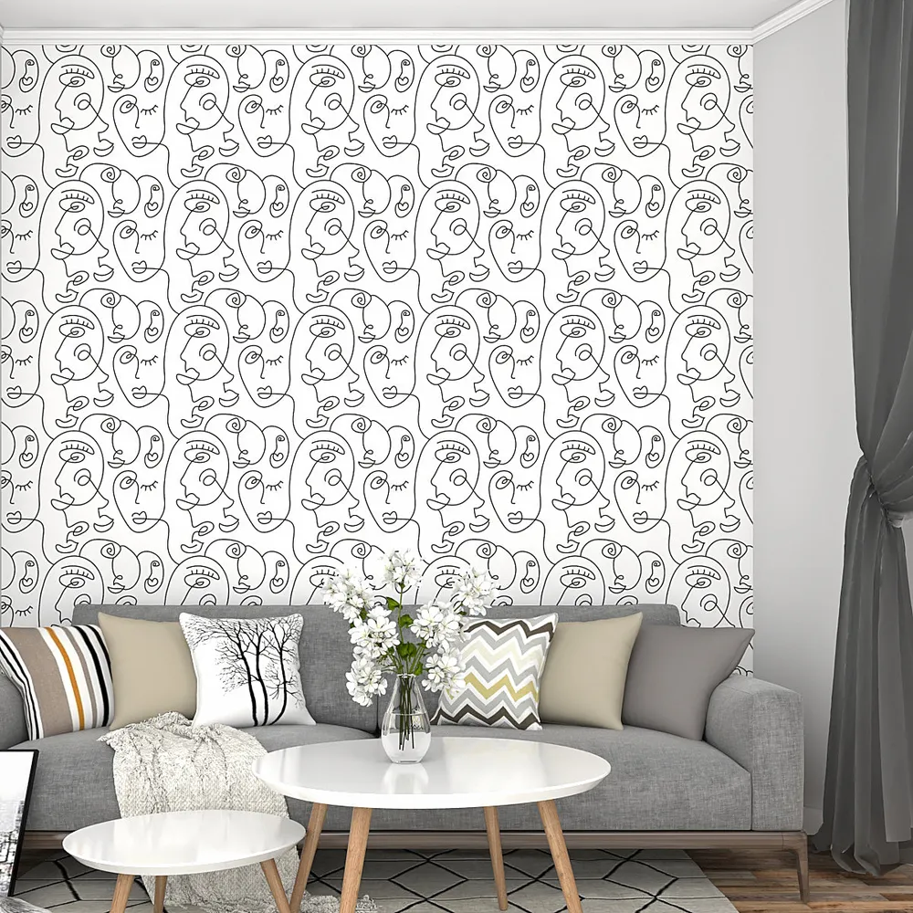 Self Adhesive Wallpaper in Abstract Line Art