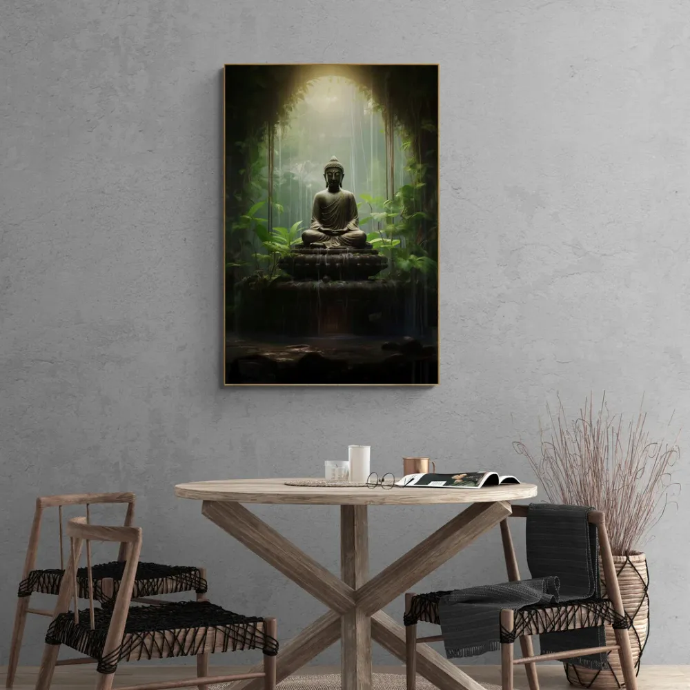 Serenity Amidst Nature Buddha Canvas Wall Painting