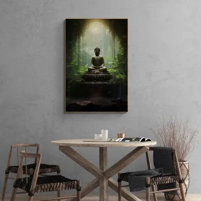 Serenity Amidst Nature Buddha Canvas Wall Painting