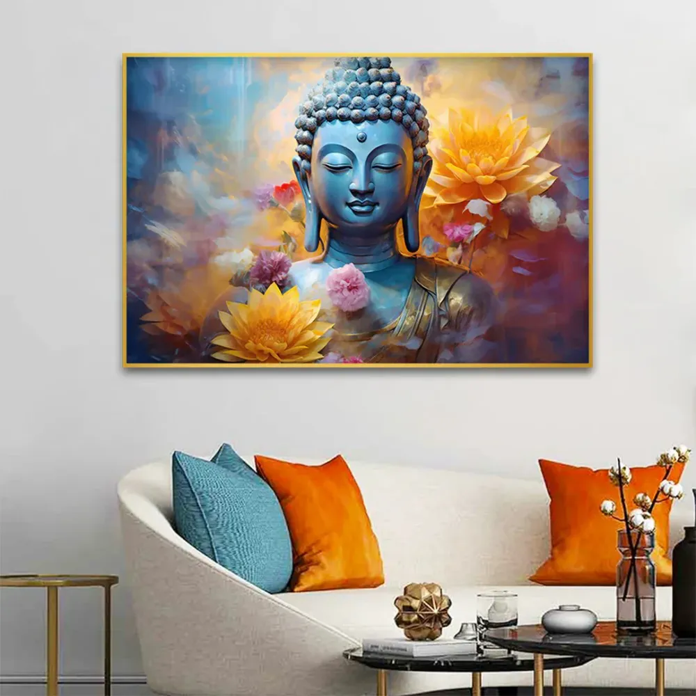 Serenity in Sapphire Buddha Canvas Wall Painting