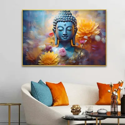 Serenity in Sapphire Buddha Canvas Wall Painting