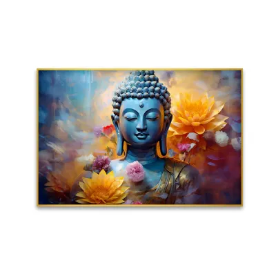 Serenity in Sapphire Buddha Canvas Wall Painting