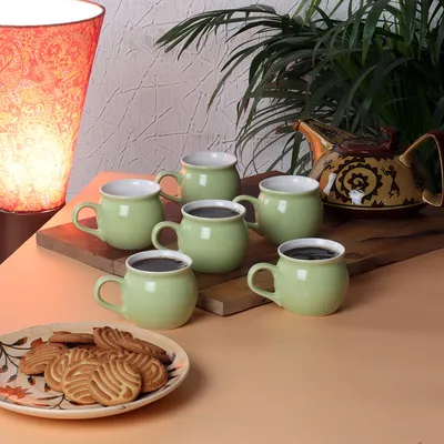 Set of 6 Quirky Dholak Shaped Premium Ceramic Tea/Coffee Cup Set