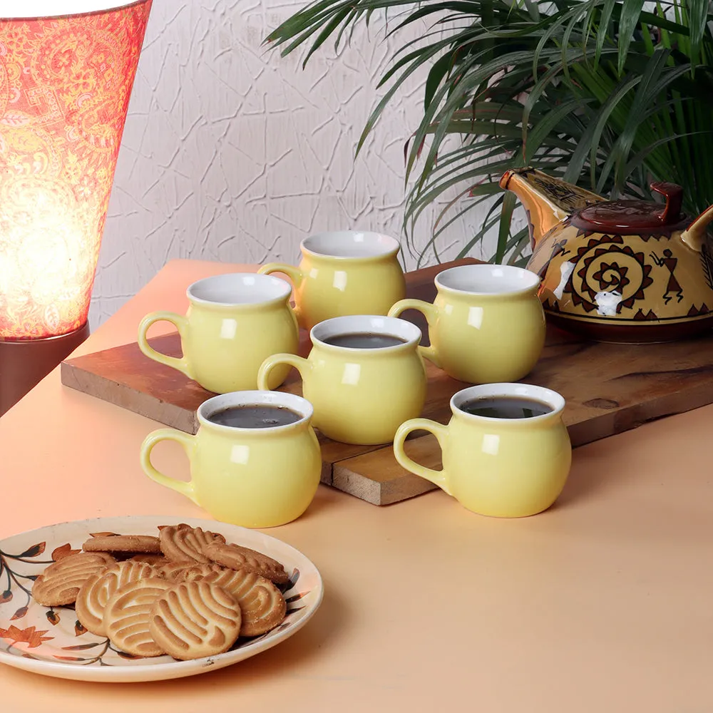 Set of 6 Quirky Dholak Shaped Premium Ceramic Tea/Coffee Cup Set