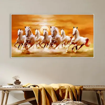 Seven Horses Panoramic Canvas Wall Painting