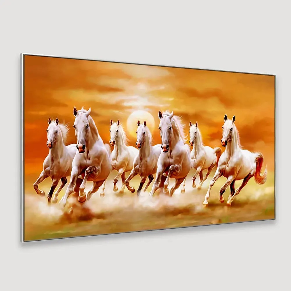 Seven Horses Panoramic Canvas Wall Painting
