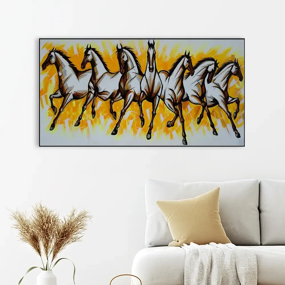 Seven Running Horses Canvas Painting