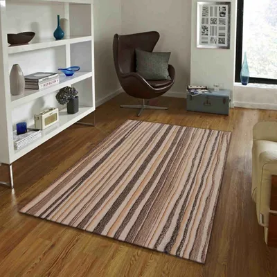 Shades Of Brown Basic Striped Tufted Area Carpet