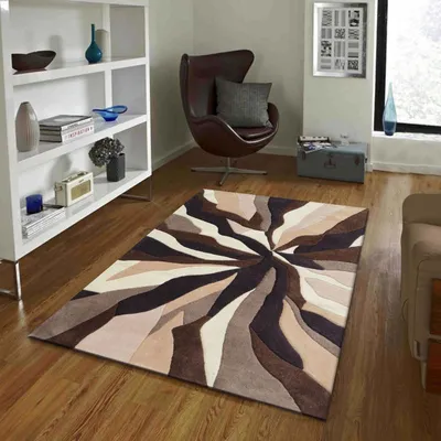 Shades Of Brown Waves Modern Designer Area Carpet