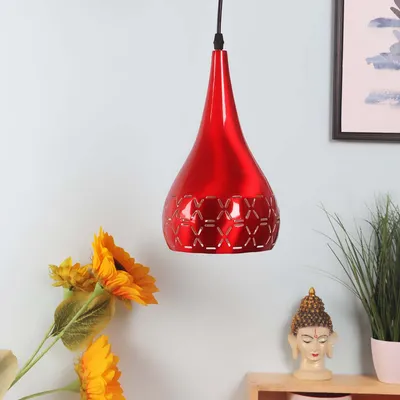 Shiny Red Textured Designer Hanging Light