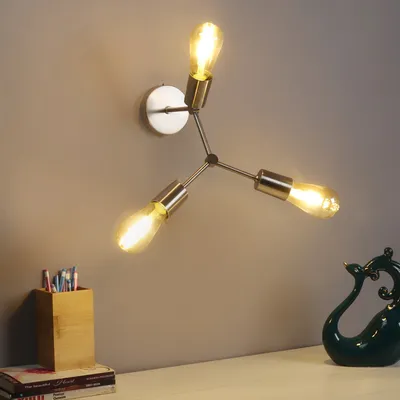 Silver Artsy Triple Wall Light in Pewter Finish