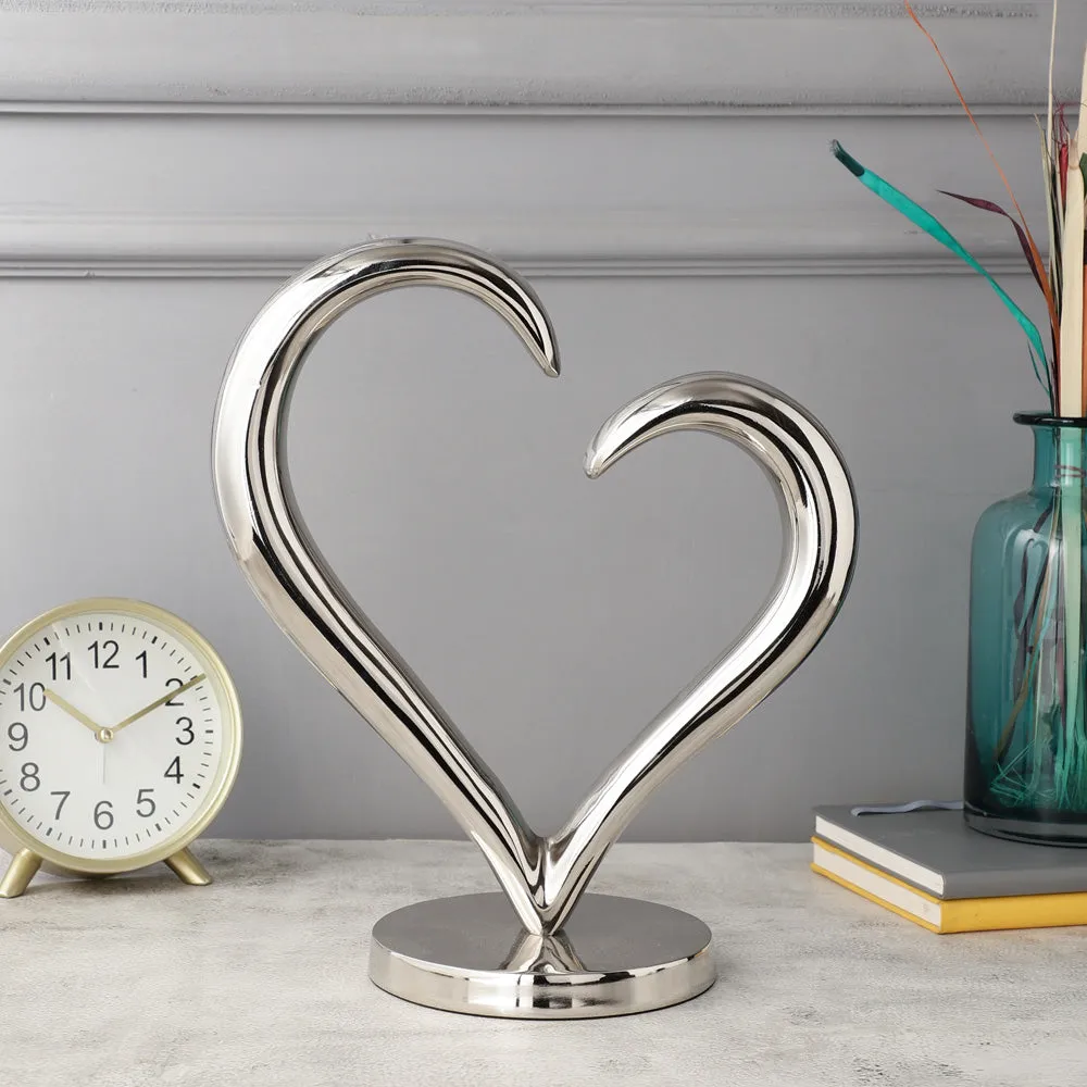 Silver Heart Metal Sculpture