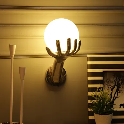 Silver Helping Hand Wall Light