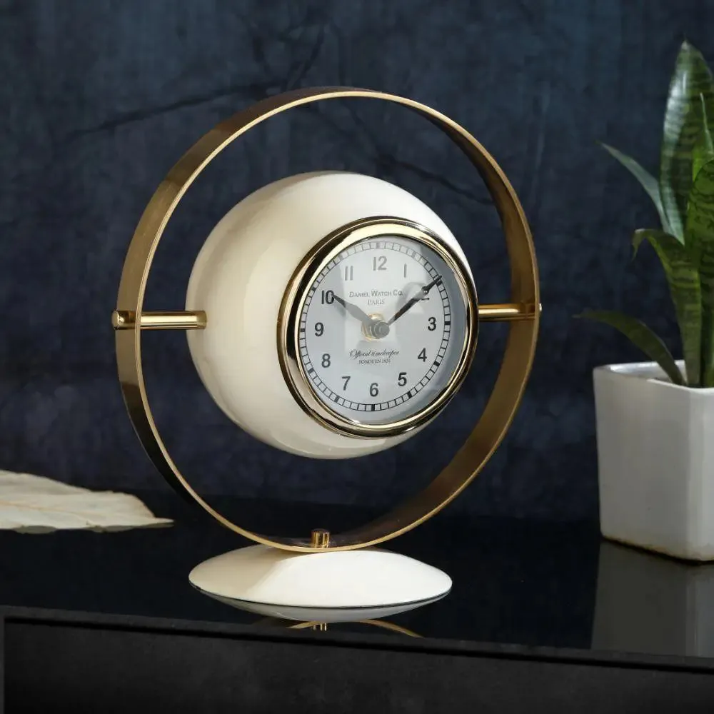 Silver-Toned Modish Wall Clock with White Sihouette