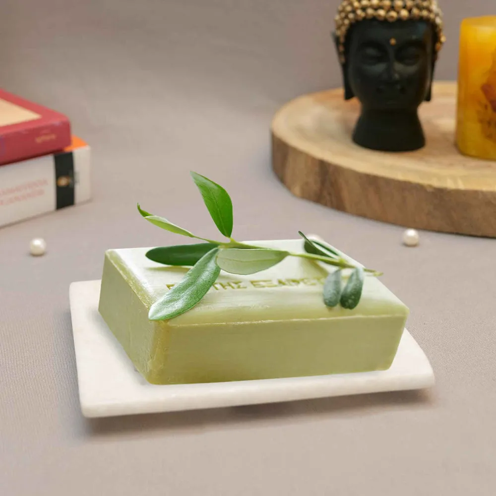 Sleek White Marble Square Soap Dish
