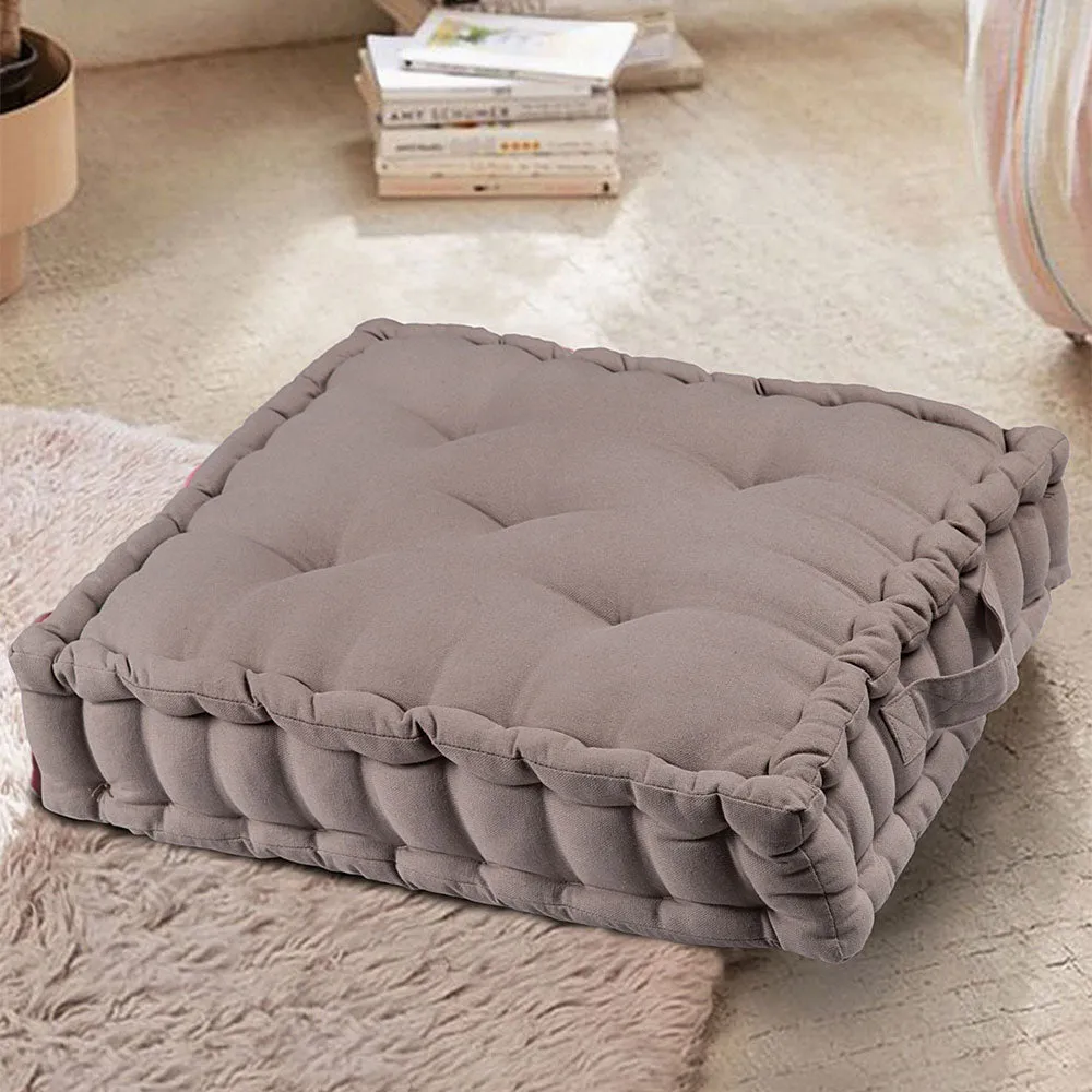 Small Brown Plush Cotton Floor Cushion Matlas With Handle