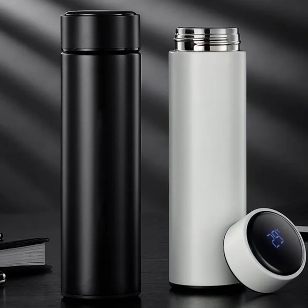 Smart LED Temperature Display Water Bottle- Thermal Bottle Tea Infuser (Black)