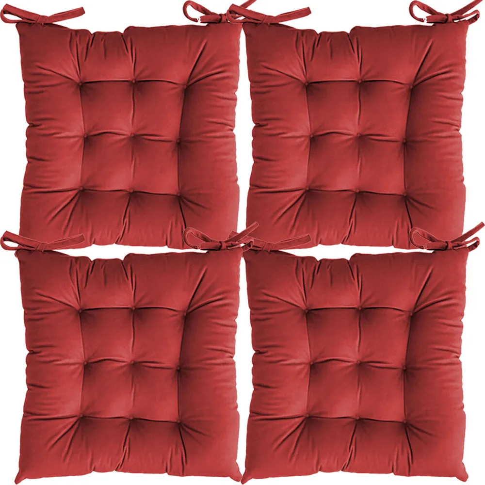 Solid Microfiber Chair Pad/ Chair Cushion- 24x24 inch, Set of 4