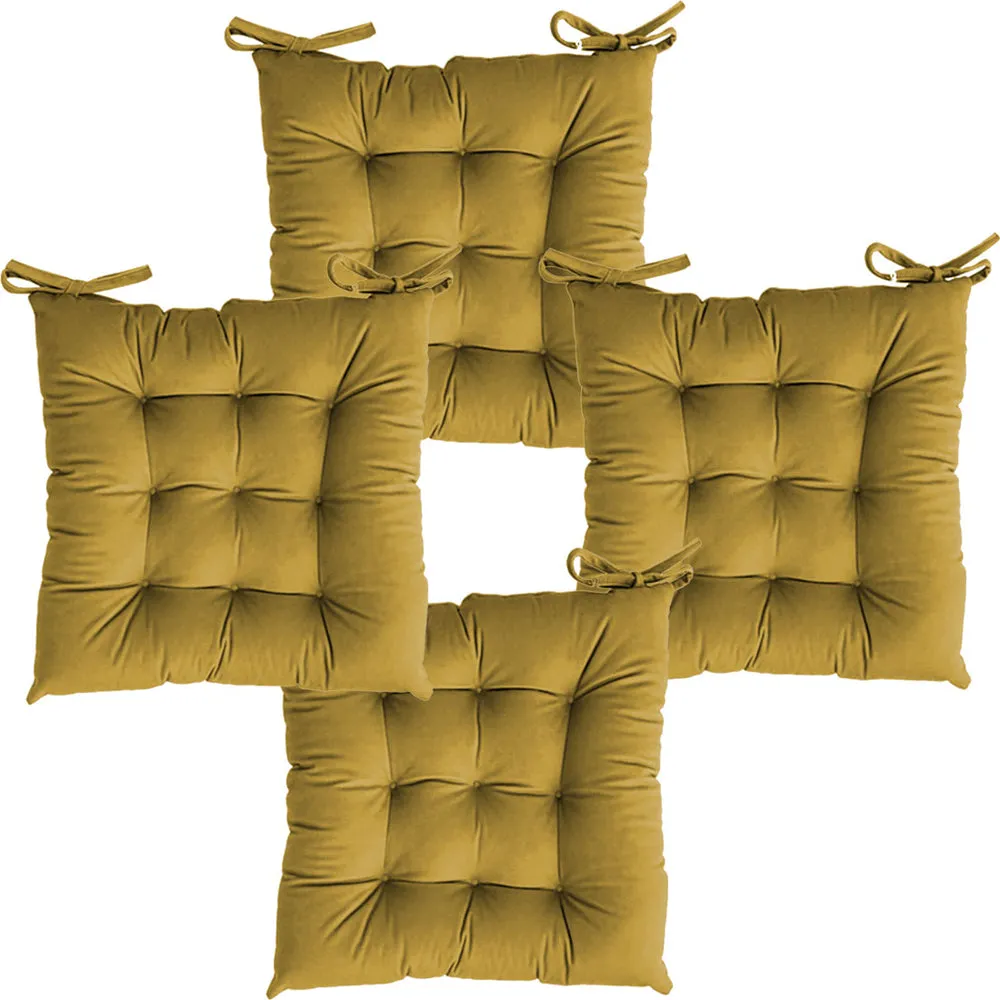 Solid Microfiber Chair Pad/ Chair Cushion- 24x24 inch, Set of 4