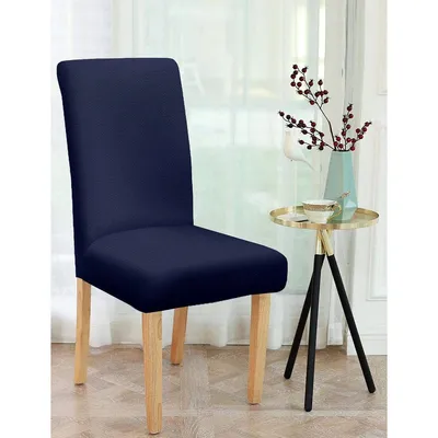 Solid Navy Stretchable Spandex  Blue Chair Cover