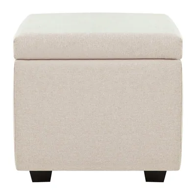 Solid Wooden Urban Off White Ottoman With Storage