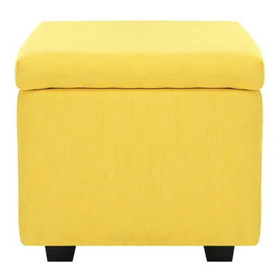 Solid Wooden Urban Yellow Ottoman With Storage