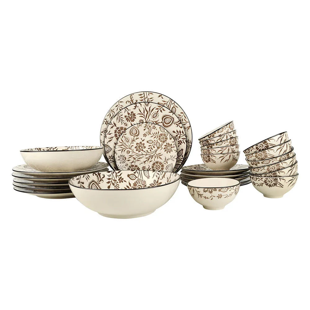 Sophistiated Art Golden & Brown Porcelain Dinner Set Of 27