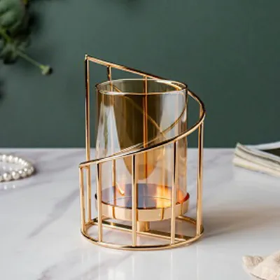 Spiral Golden Tea Light Candle Holder