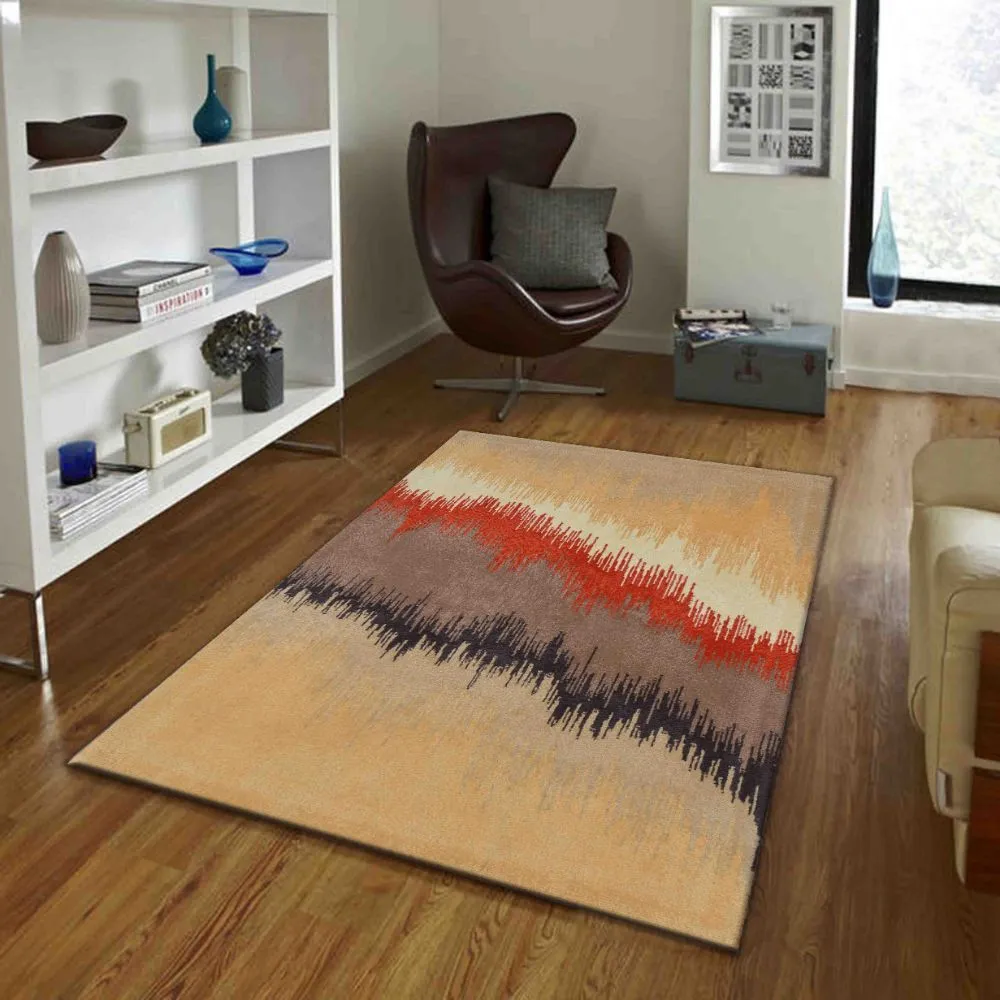 Sprayed Designer Orange & Brown Tinge Tufted Area Carpet