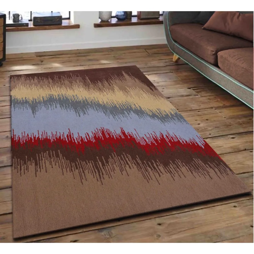Sprayed Designer Red & Brown Tinge Tufted Area Carpet