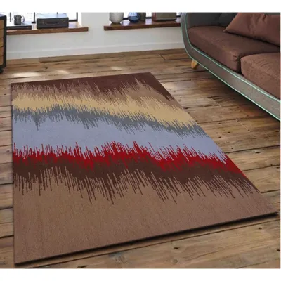 Sprayed Designer Red & Brown Tinge Tufted Area Carpet
