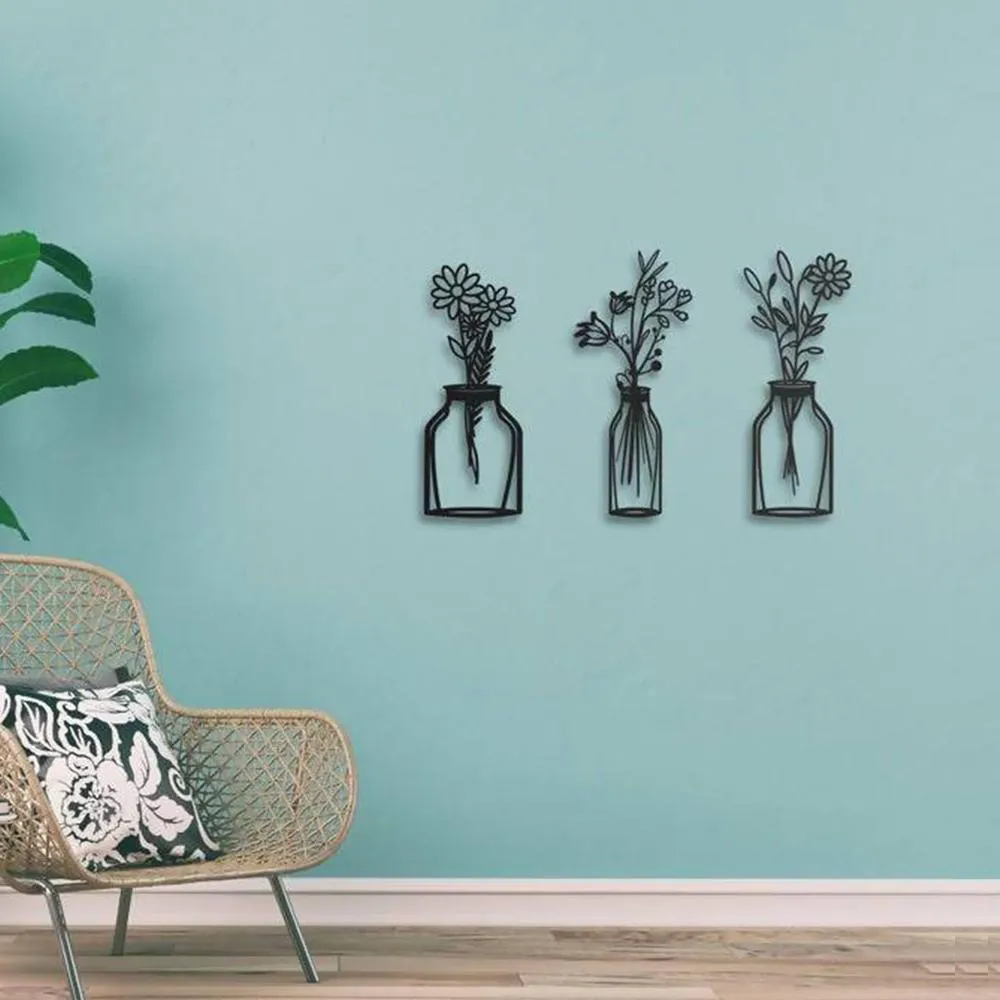 Spring Flowers Sign Metal Art Set of 3