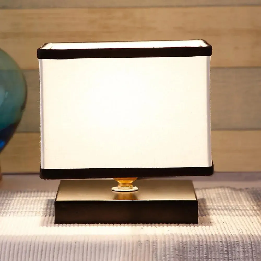 Square Dual-toned Cotton Shade Table Lamp with Iron Base