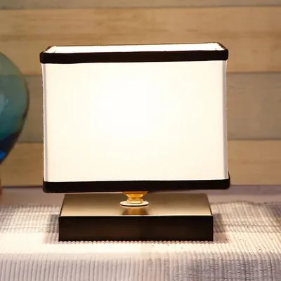Square Dual-toned Cotton Shade Table Lamp with Iron Base