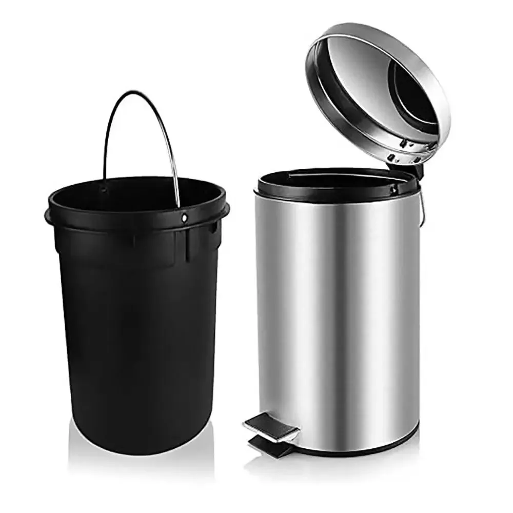 Stainless Steel Step-on Pedal Trash Can With Lid