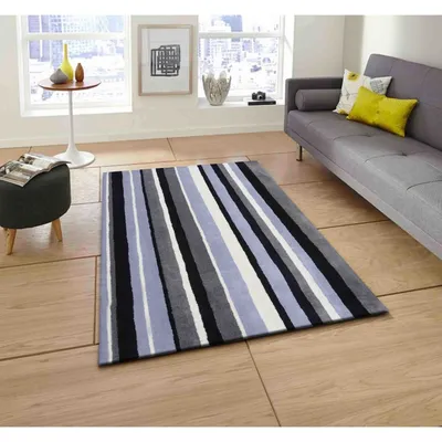 Striped Monochrome Tufted Area Carpet