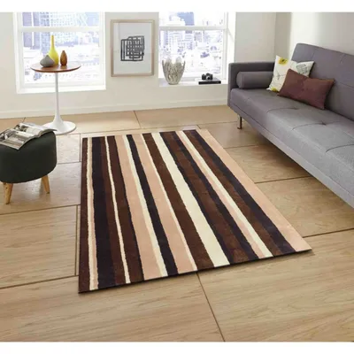 Striped Shades Of Brown Tufted Area Carpet