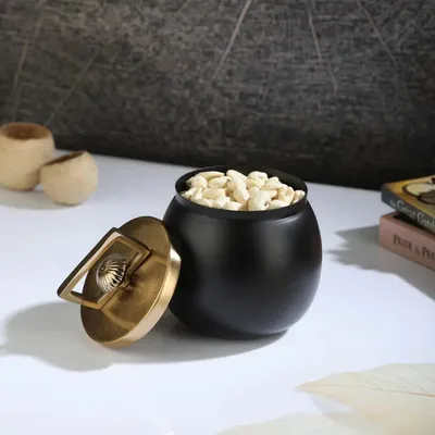 Stunning Black Decorative Box with Golden Lid (Large)
