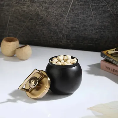 Stunning Black Decorative Box with Golden Lid (Small)