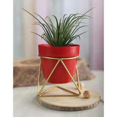 Stunning Red and Gold Resilient Metal Plant Pot Set Of 1