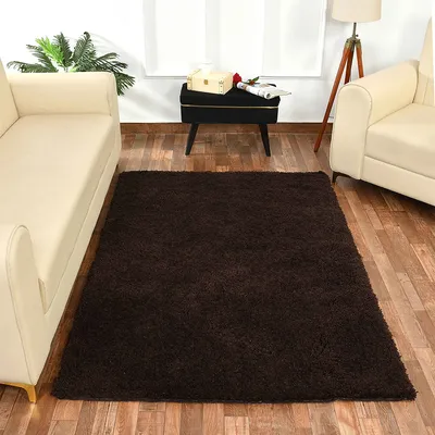 Subtle Brown Solid Soft Feel Anti-Skid 100% Cotton Carpet
