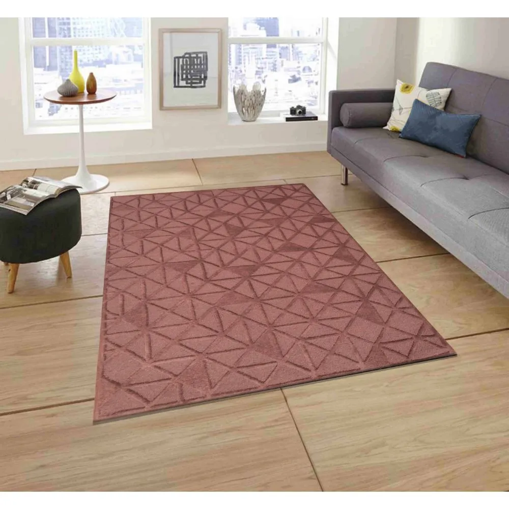 Subtle Geometeric Pattern Creamy Brown Tufted Area Carpet
