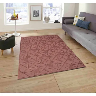 Subtle Geometeric Pattern Creamy Brown Tufted Area Carpet