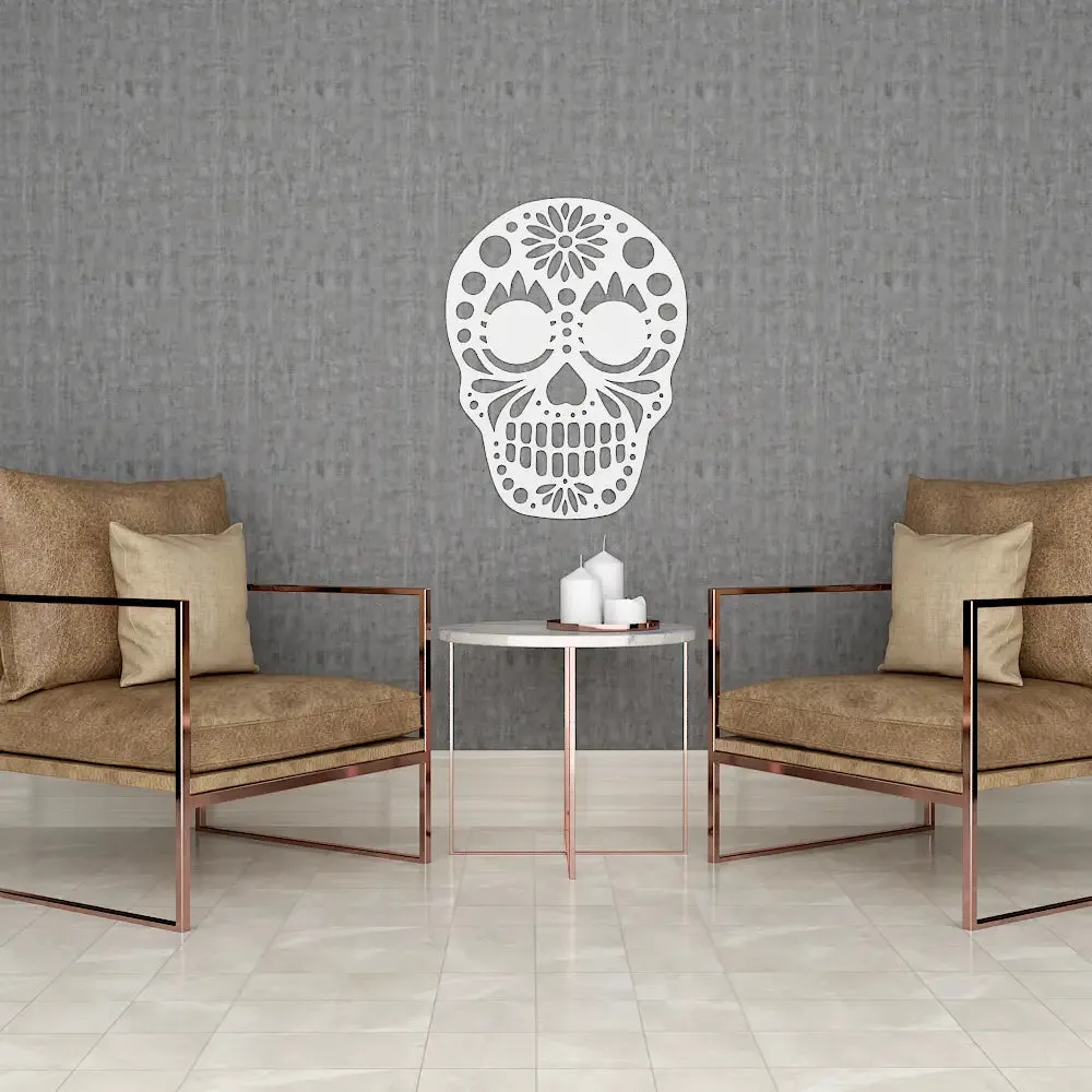 Sugar Skull Design Wooden Wall Hanging, Living Room Wooden Wall Decoration