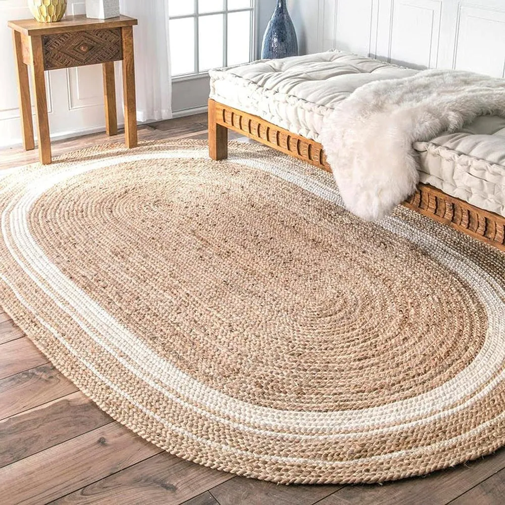 Sumptuous Oval Hand Woven Jute Rug
