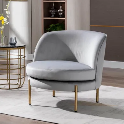 Super Padded Comfy Grey Velvet Lounge Chair