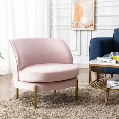 Super Padded Comfy Pink Velvet Lounge Chair