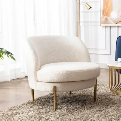 Super Padded Comfy White Velvet Lounge Chair