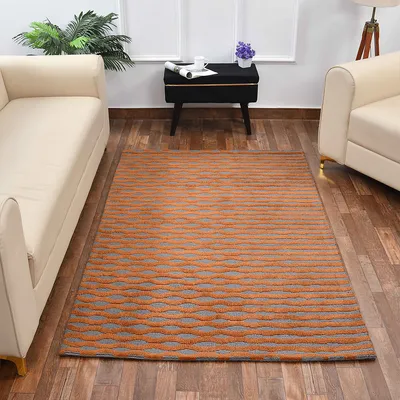 Superior-quality Gold and Grey Abstract Print Polyester Carpet
